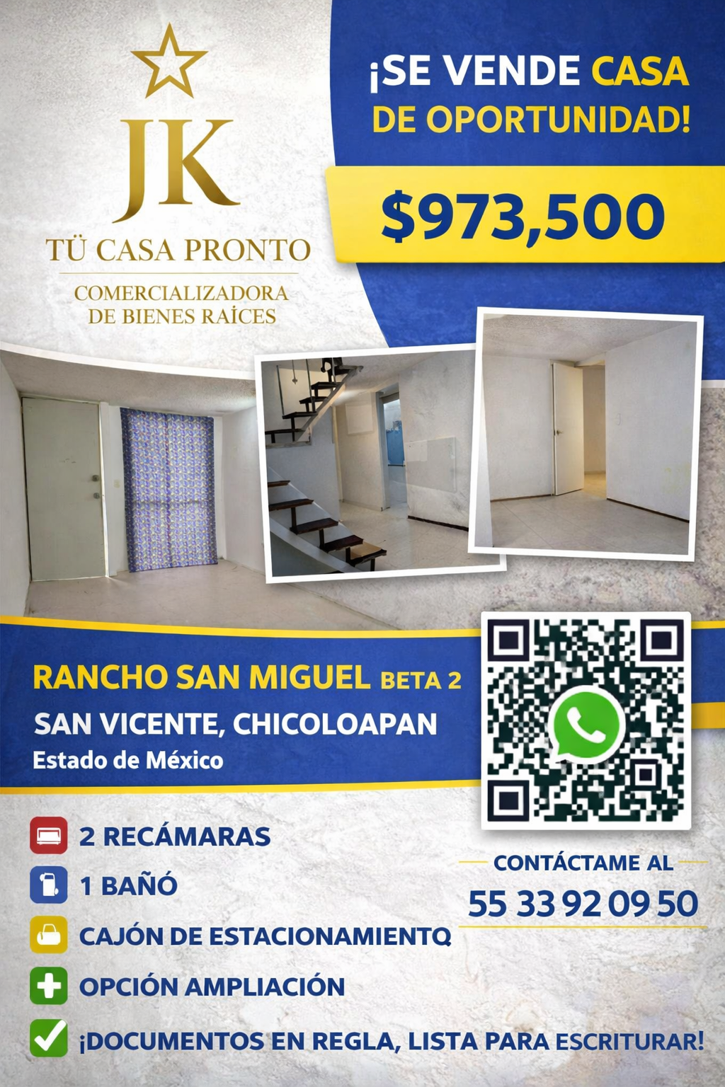 ‼️Casa en venta en Rancho san Miguel-Beta-2 en Chicoloapan, Est.de Méx‼️