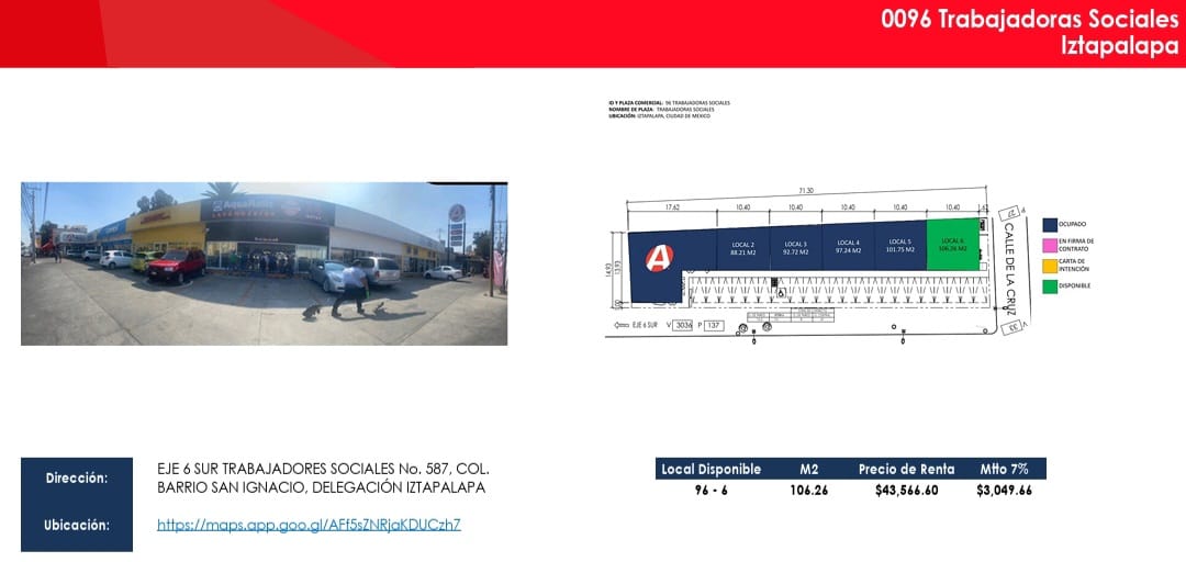 Locales disponibles en RENTA en Iztapalapa.