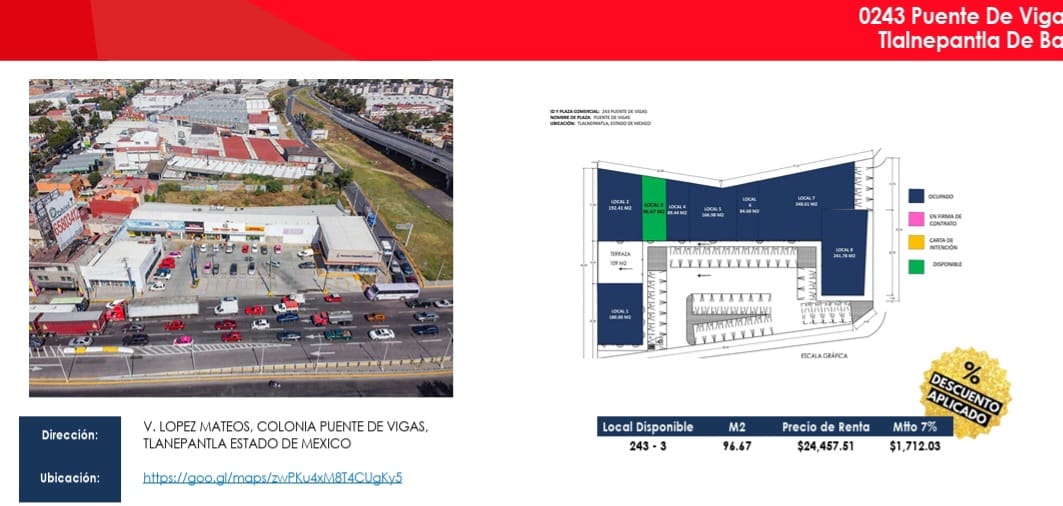 Locales Disponibles en RENTA en Puente de Vigas, Tlalnepantla, Est. de Méx.